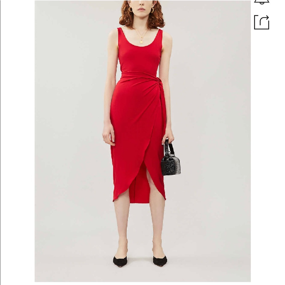 Reformation Jeans Cherry Red Waist Wrap Midi Dress